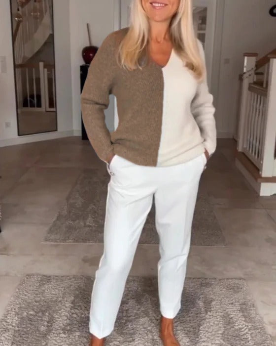 Women’s Maren V-Neck Colour Block Sweater