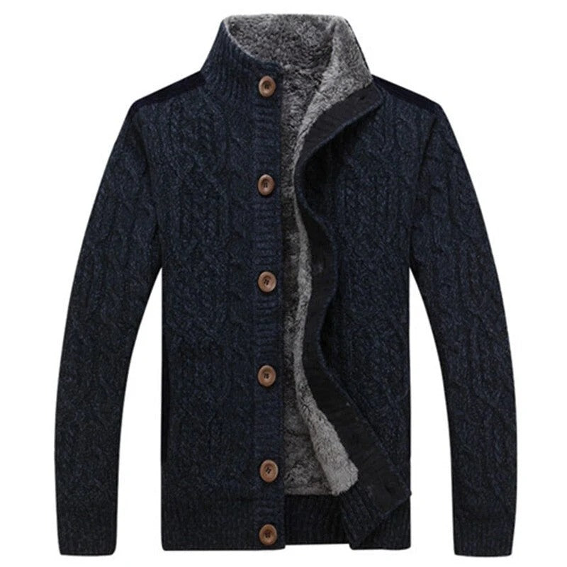 Men’s Harrington Cable-Knit Fleece-Lined Cardigan