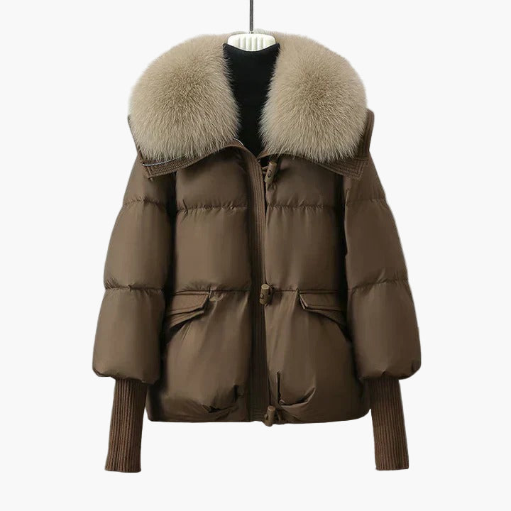 Women’s Padded Coat with Detachable Faux Fur Collar