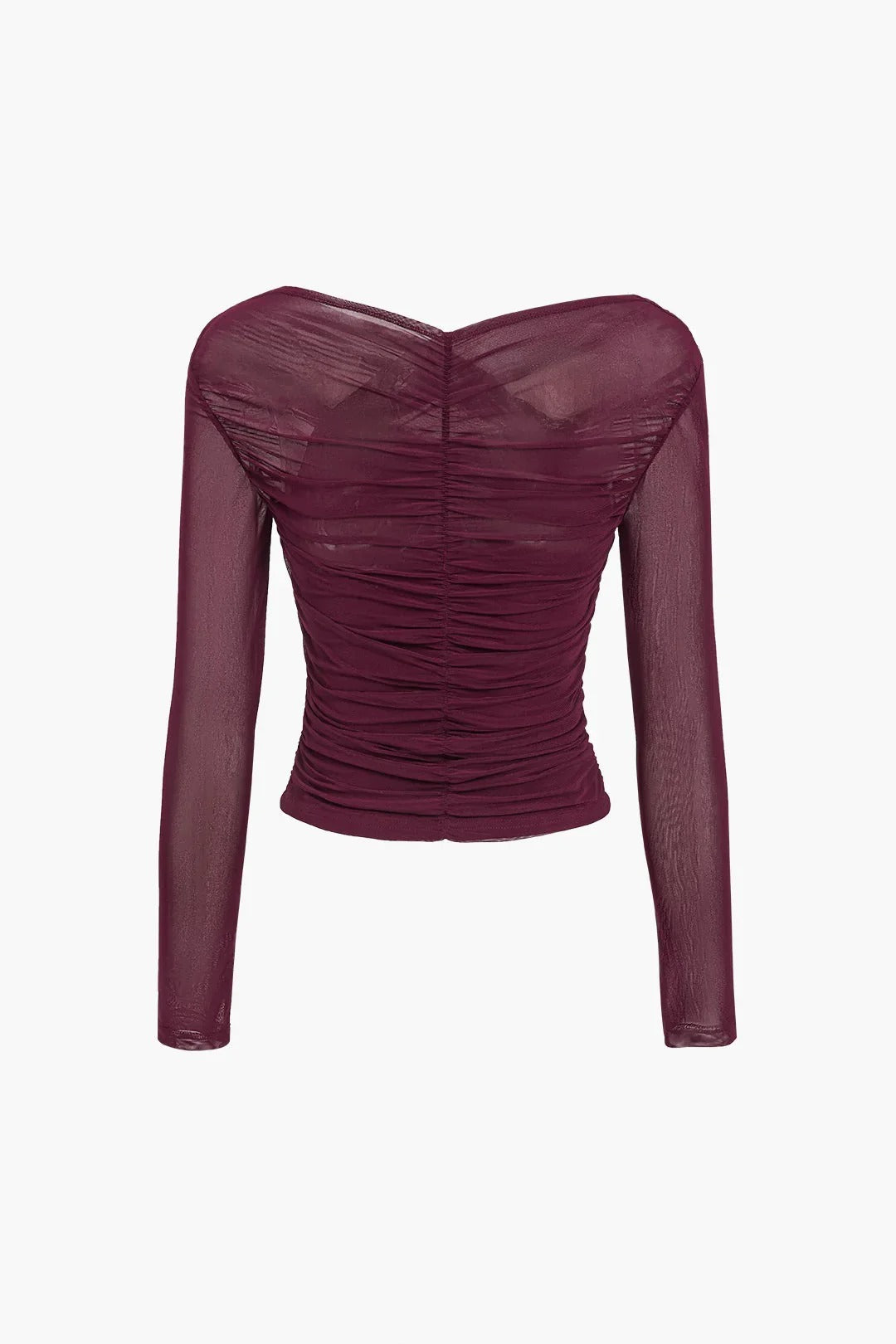 Women’s Ruched Mesh Long Sleeve Top