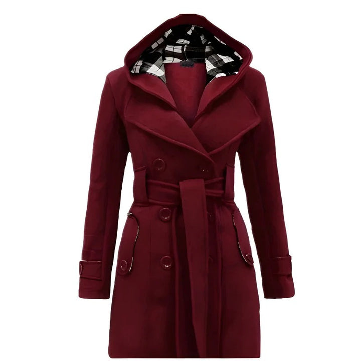 Women’s Hooded Double-Breasted Belted Coat