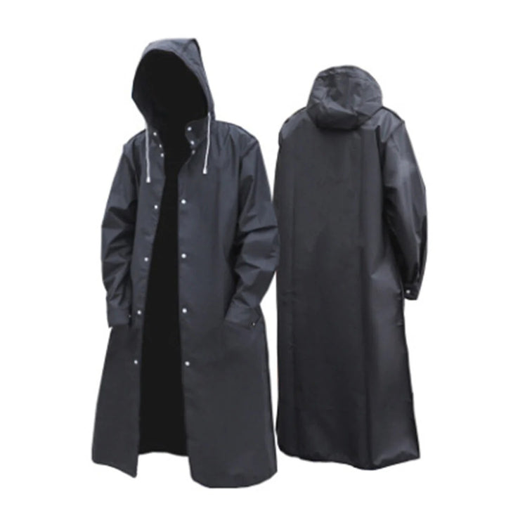 Men’s Long Hooded Waterproof Raincoat – Full-Length Outdoor Shell