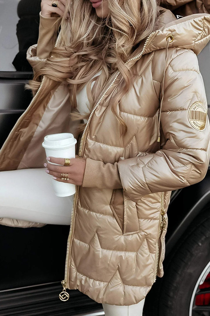 Women’s Aurora Luxe Long Puffer Coat – Winter Warm Hooded Jacket