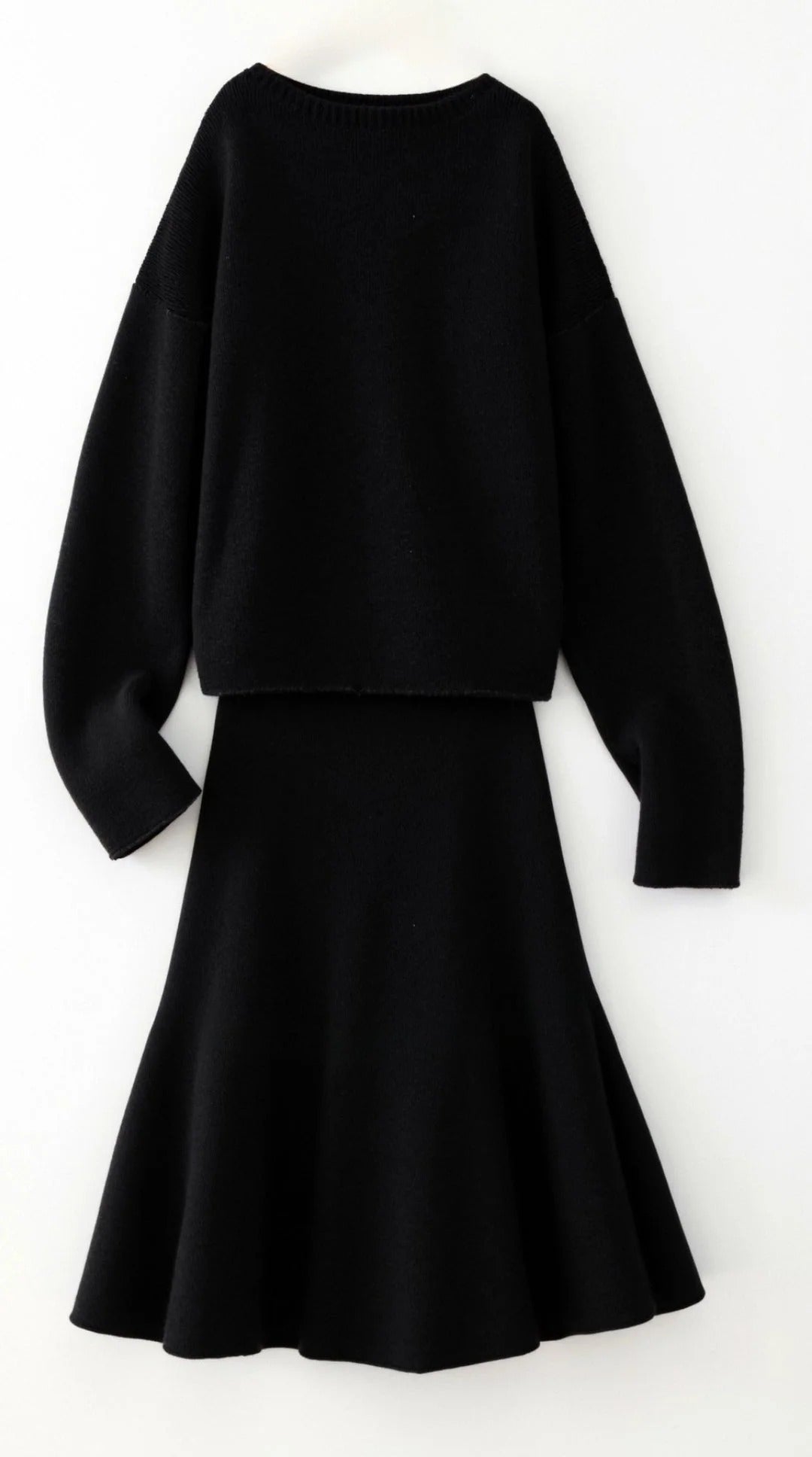 Women’s Seraphine Knit Two-Piece Midi Set – Relaxed Sweater & A-Line Skirt