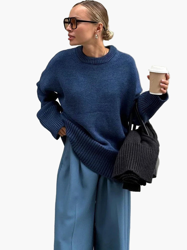 Women’s Oversized Knit Jumper – Crew Neck Relaxed Fit
