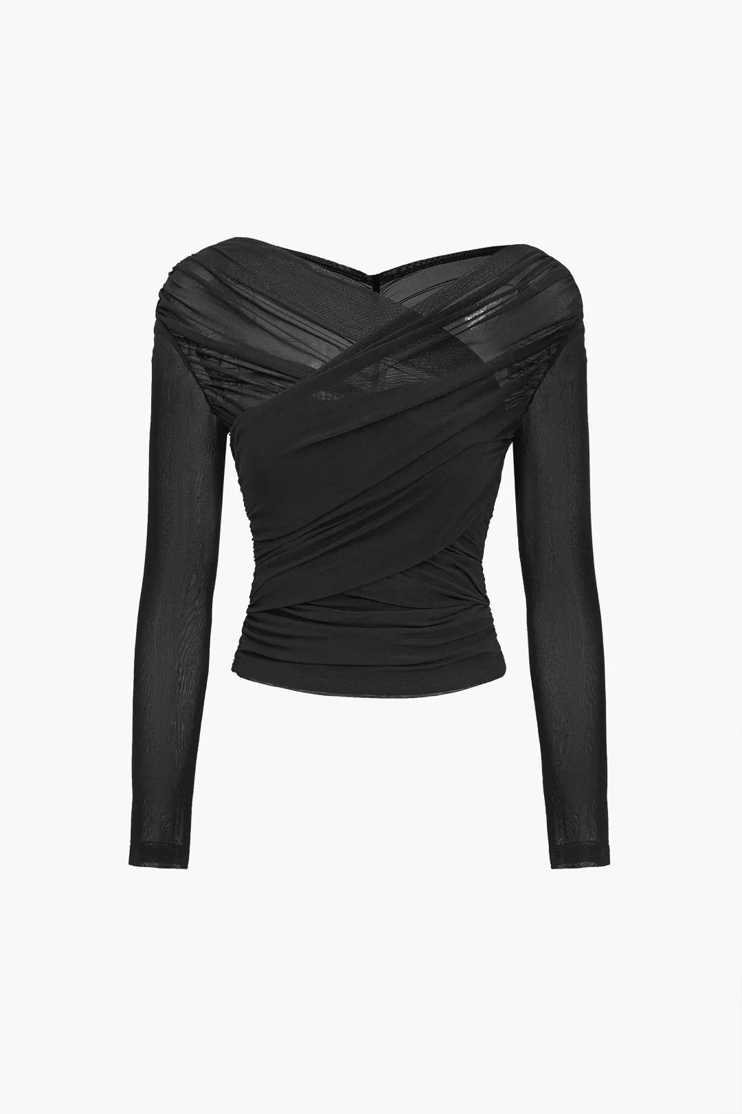 Women’s Ruched Mesh Long Sleeve Top