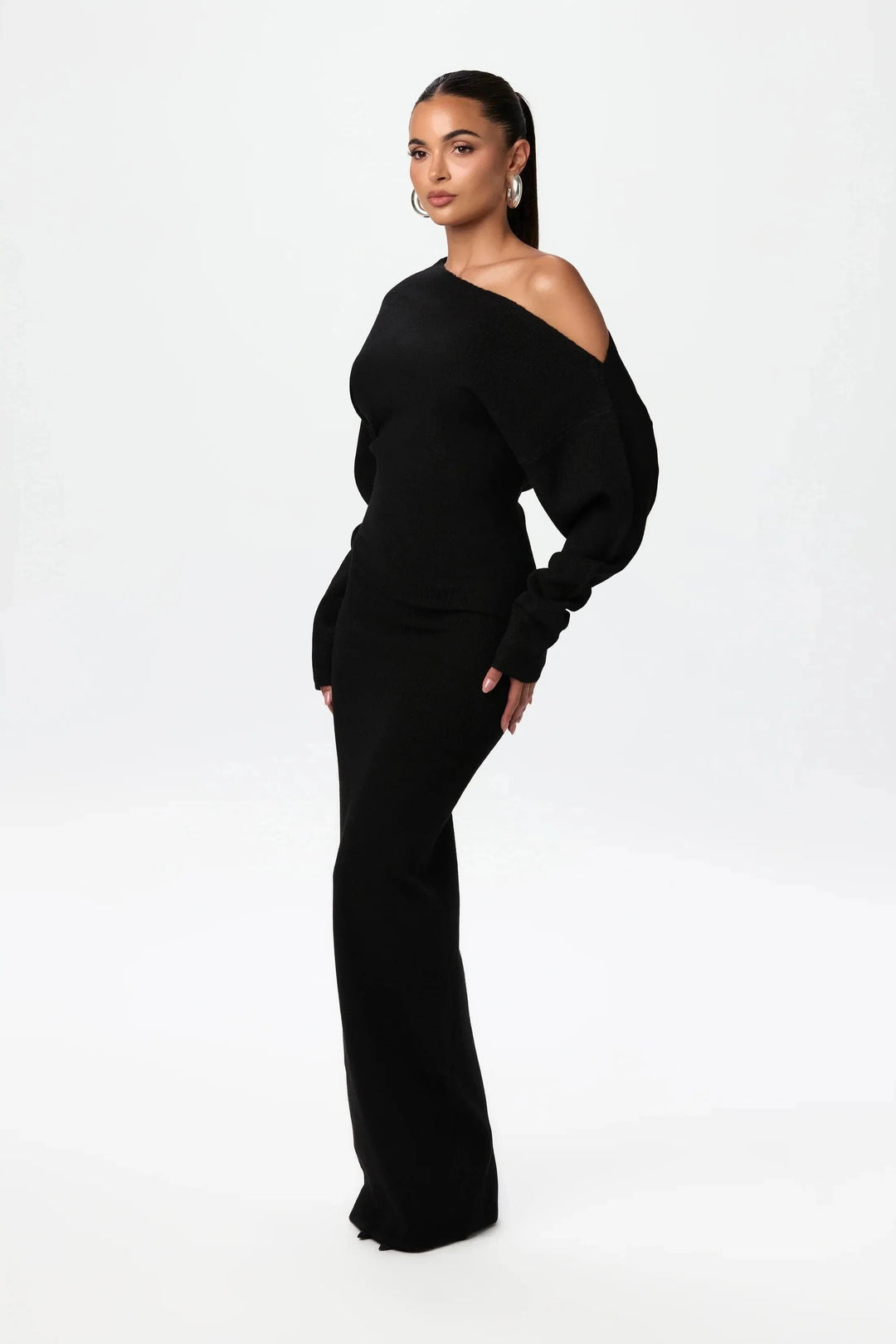 Women’s One-Shoulder Knit Maxi Dress