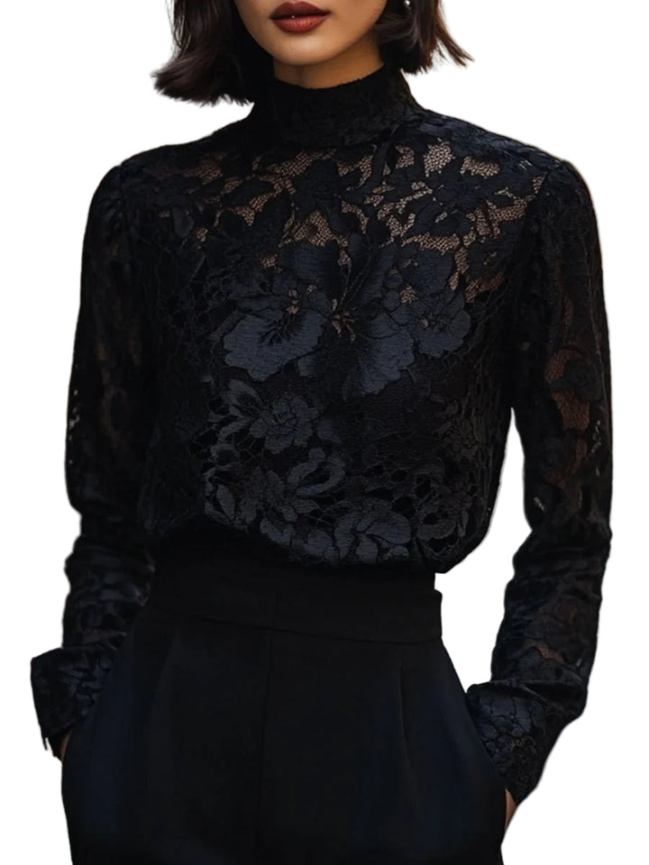 Women’s Evangeline Floral Lace High-Neck Blouse