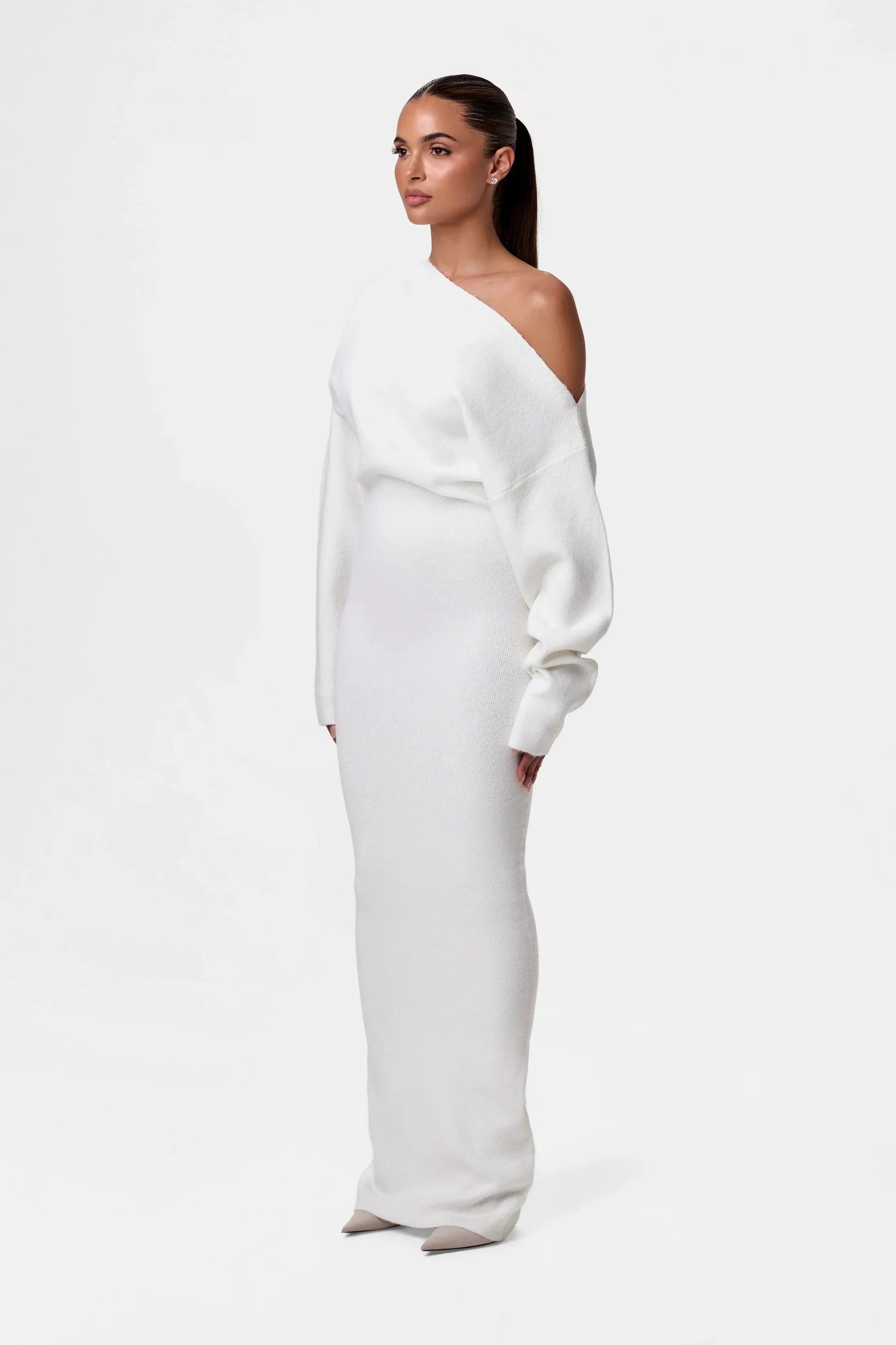 Women’s One-Shoulder Knit Maxi Dress
