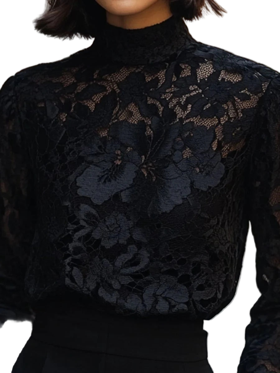 Women’s Evangeline Floral Lace High-Neck Blouse