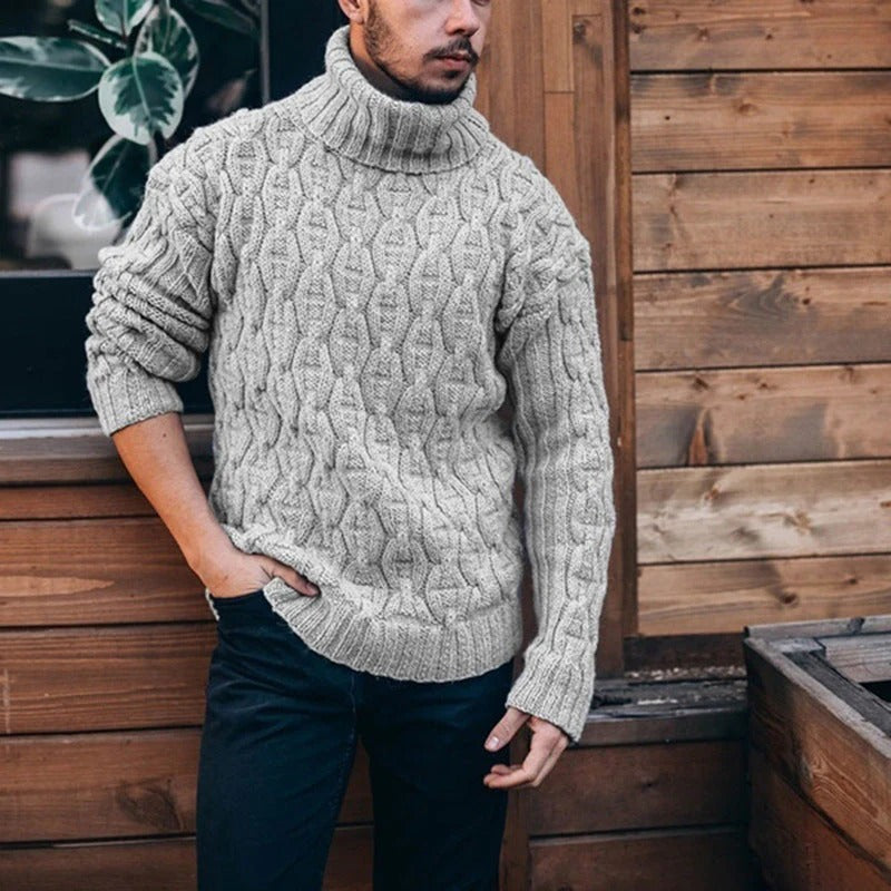 Men’s Alpine Cable-Knit Turtleneck Sweater