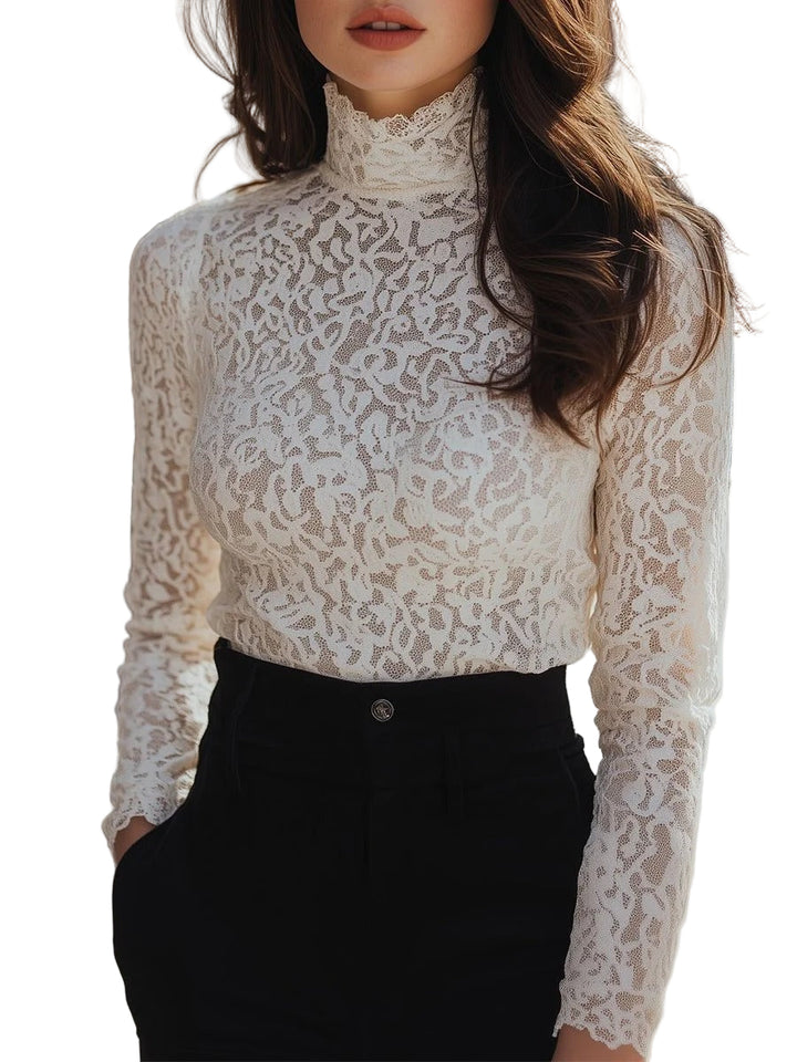 Women’s Evangeline Floral Lace High-Neck Blouse