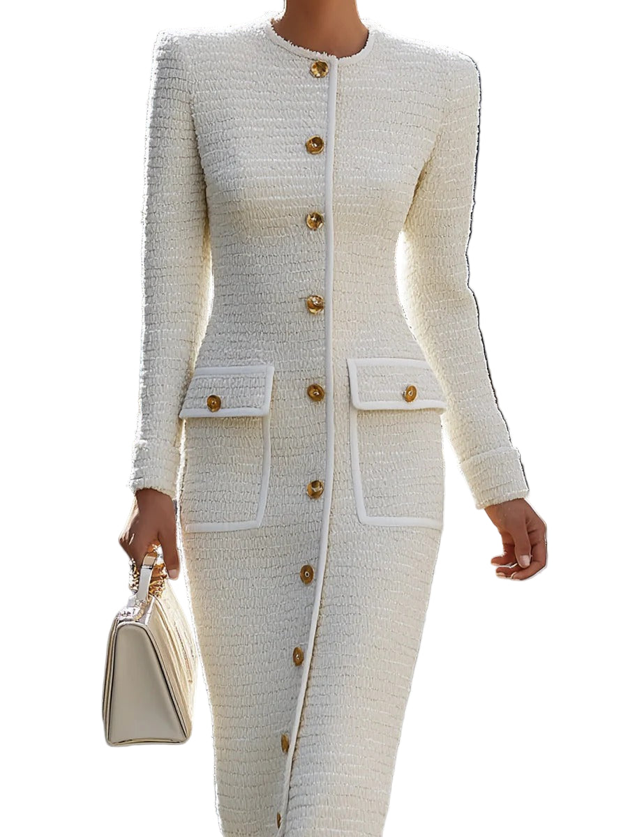 Women’s Colette Classic Tweed Button Midi Dress