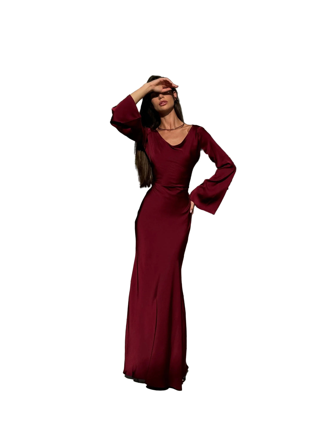 Women’s Long Sleeve Maxi Dress – Elegant Flowing Evening Gown
