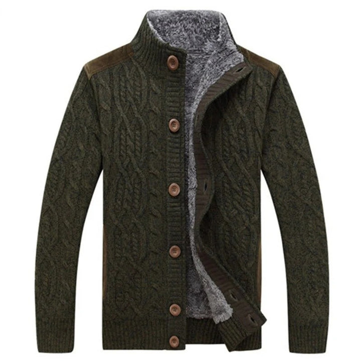 Men’s Harrington Cable-Knit Fleece-Lined Cardigan