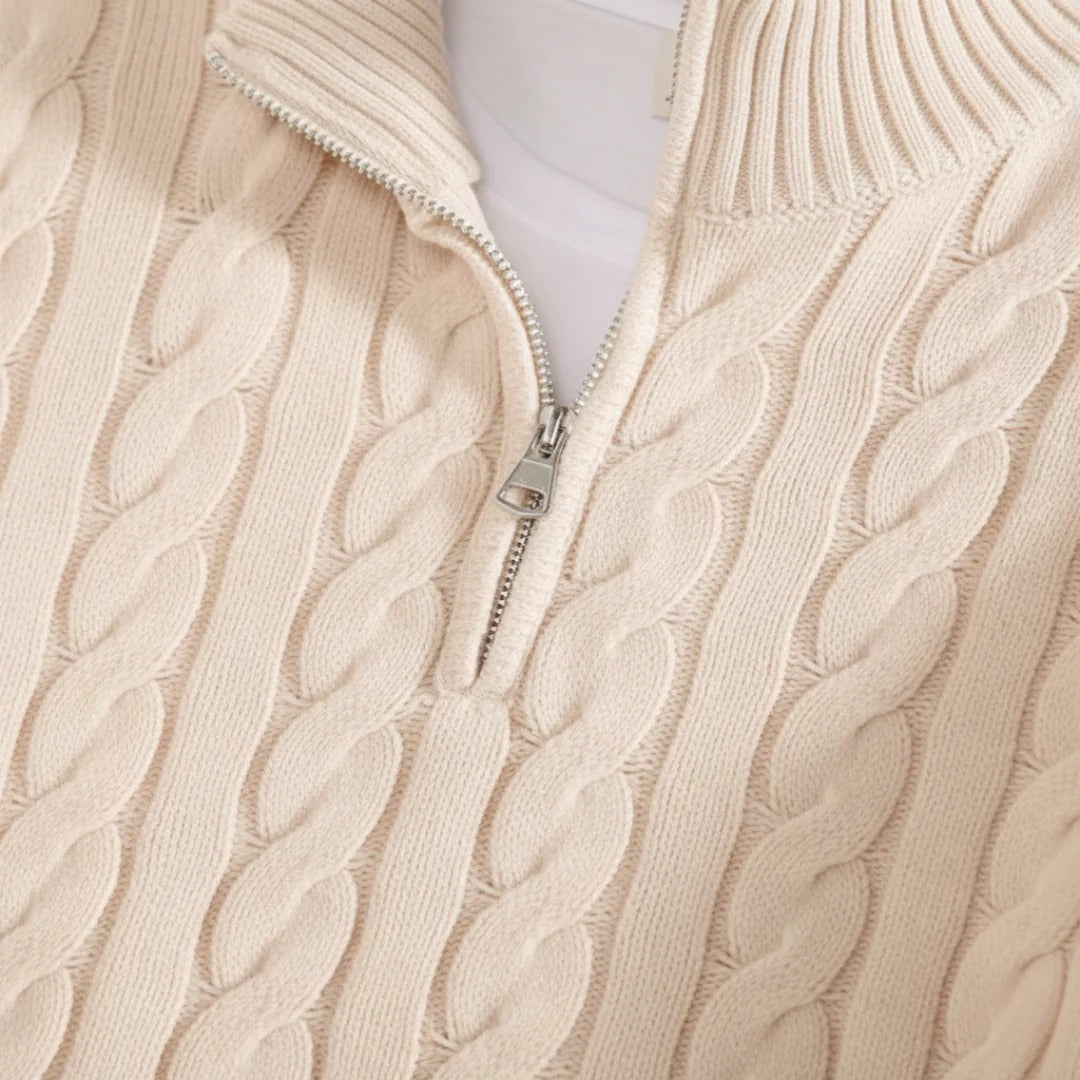 Men’s Zip-Up Cable Knit Sweater