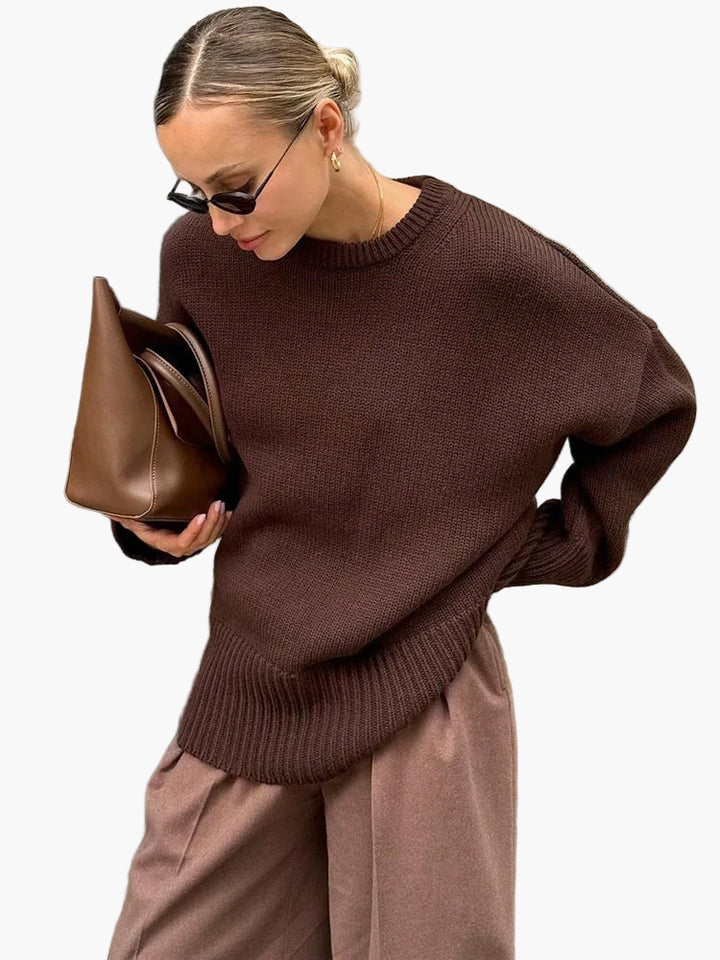 Women’s Oversized Knit Jumper – Crew Neck Relaxed Fit