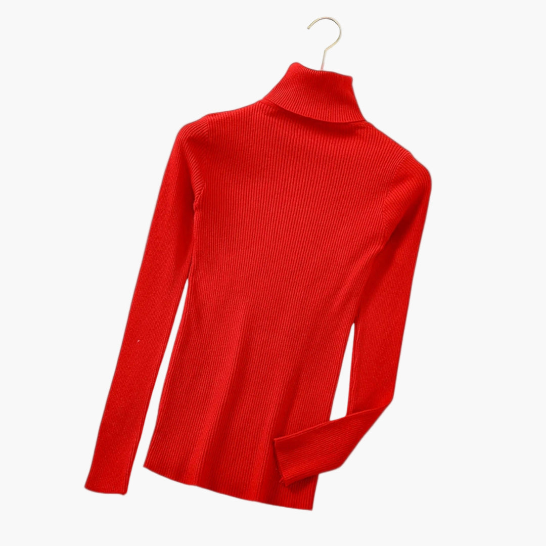 Women’s Ribbed Turtleneck Sweater – Foldover Winter Elegance