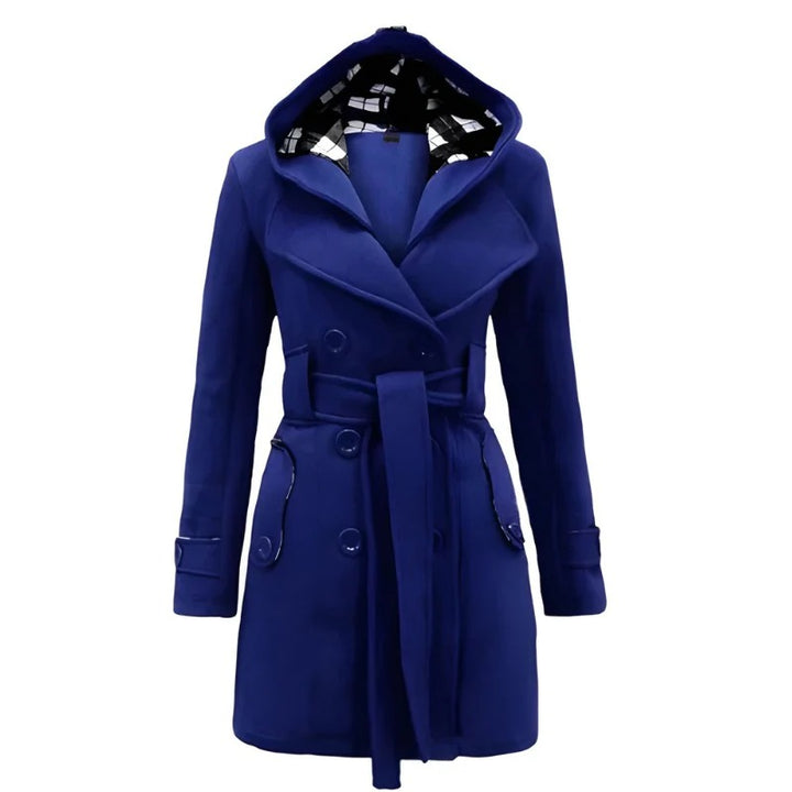 Women’s Hooded Double-Breasted Belted Coat