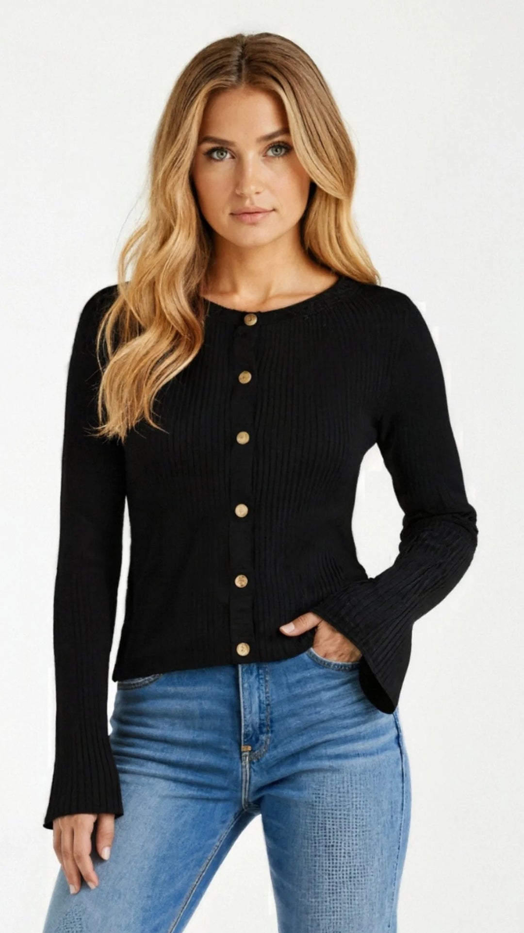 Women’s Elara Ribbed Button-Up Cardigan