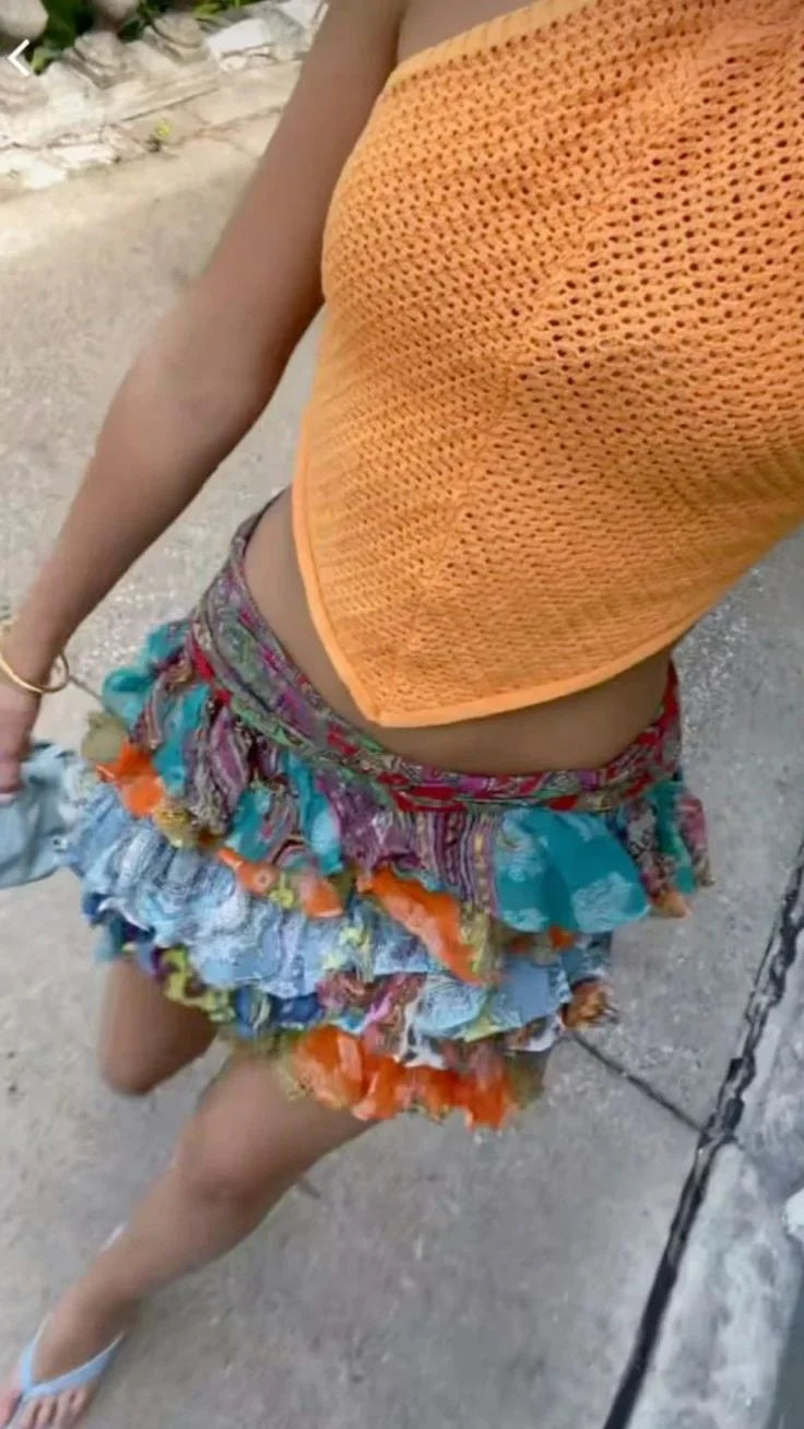 Women’s Multicolor Ruffle Mini Skirt