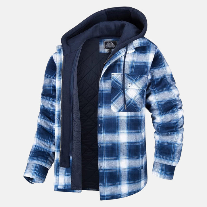 Men’s Cotton Hooded Checked Jacket