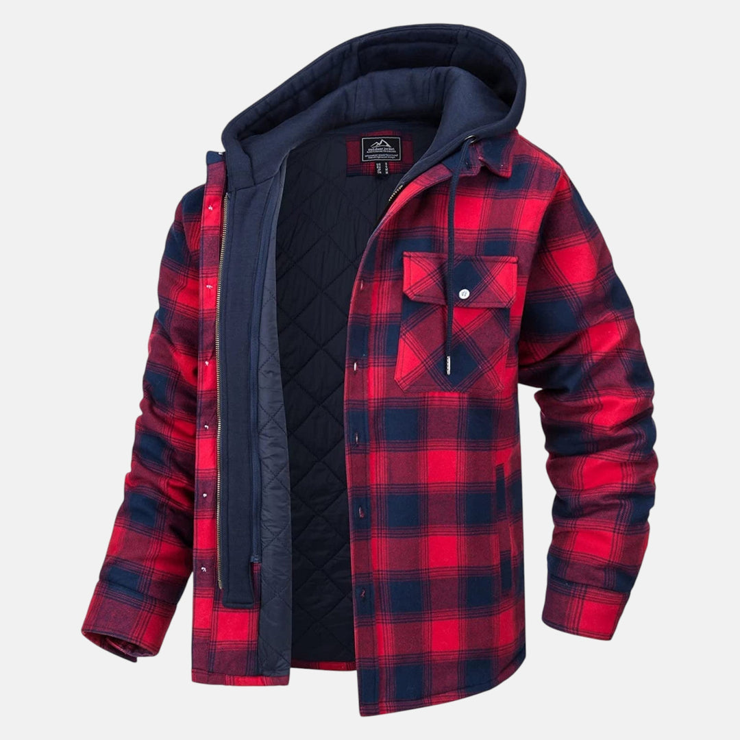 Men’s Cotton Hooded Checked Jacket