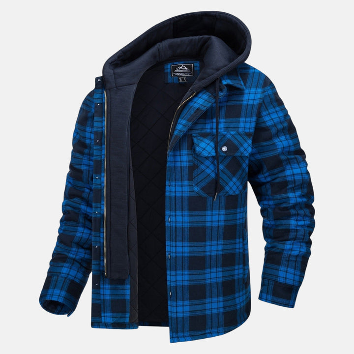 Men’s Cotton Hooded Checked Jacket