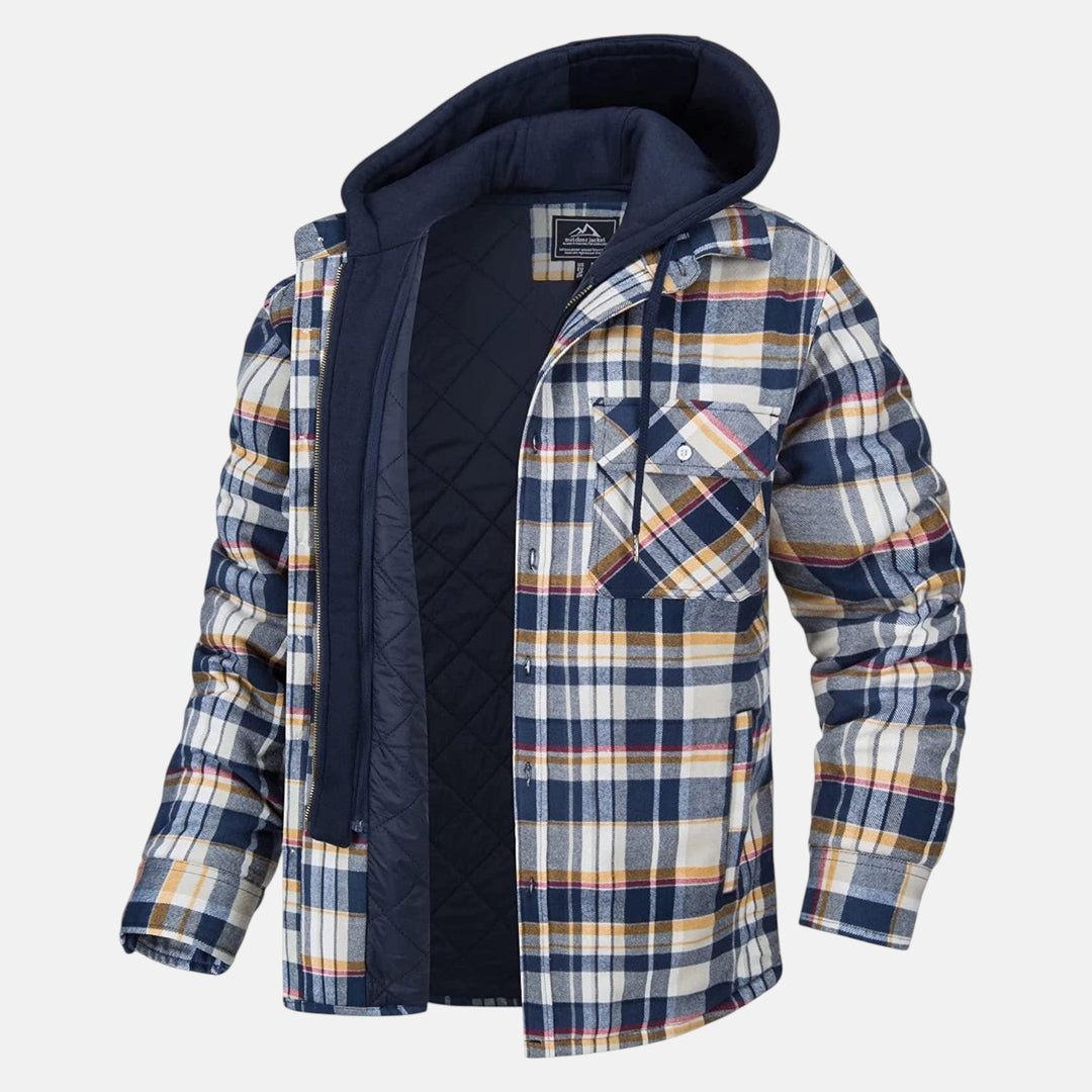 Men’s Cotton Hooded Checked Jacket