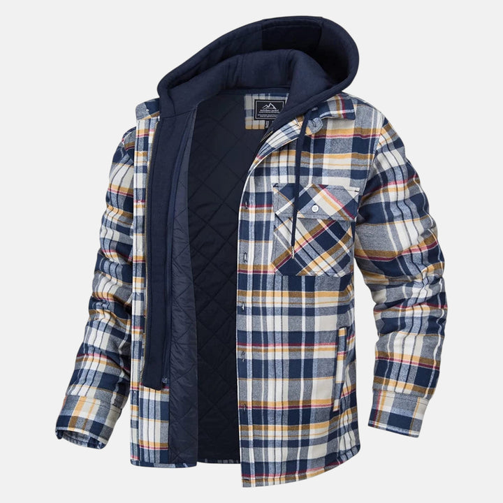 Men’s Cotton Hooded Checked Jacket
