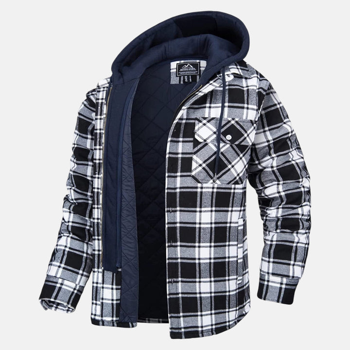 Men’s Cotton Hooded Checked Jacket