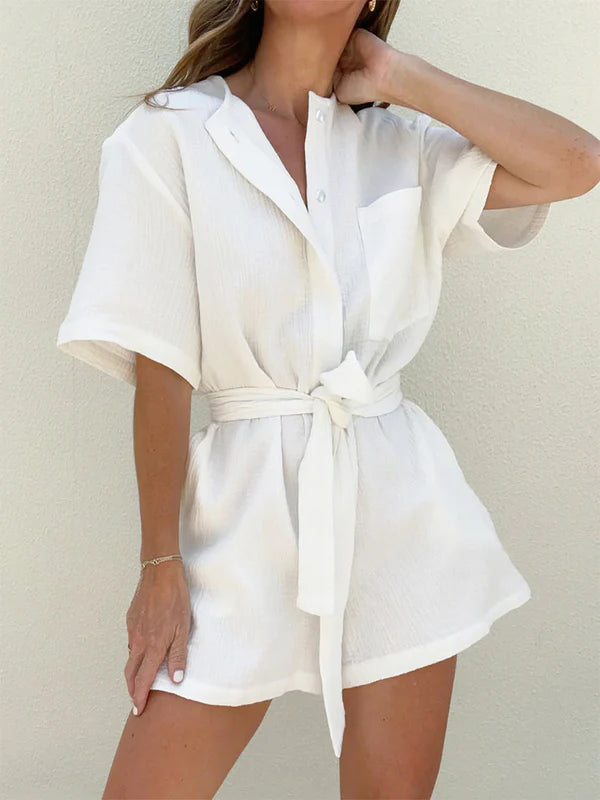 Women's Cotton Short Sleeve Jumpsuit