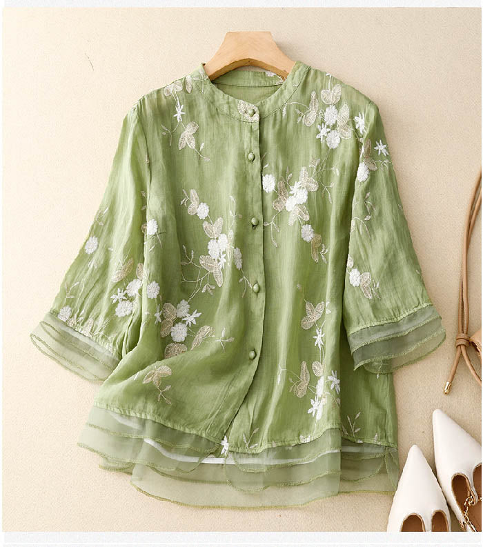 Women's Floral Button-Front Blouse