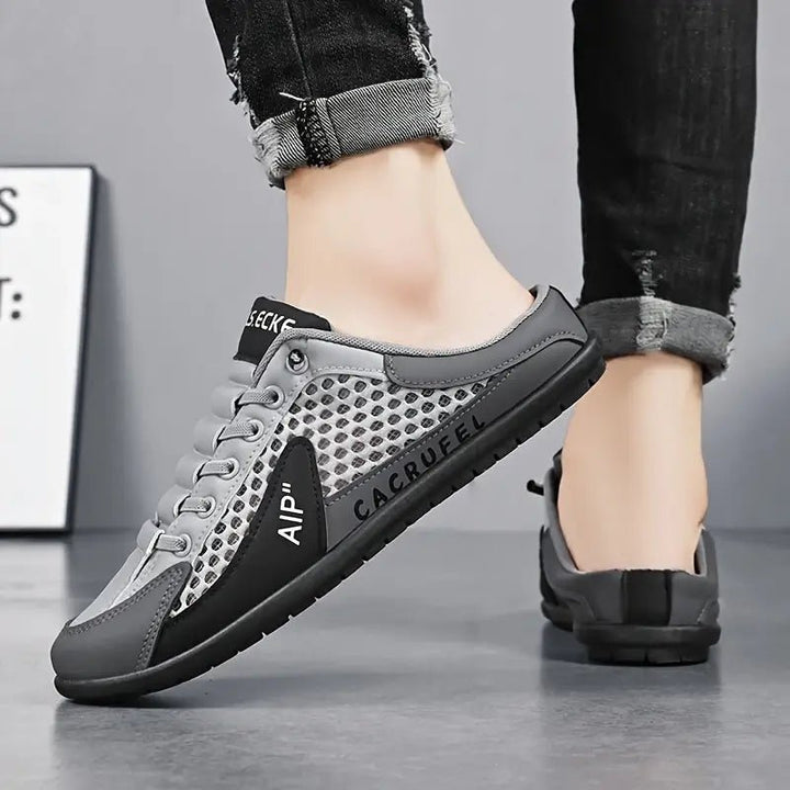 Men's Backless Lace-Up Half-Shoe Slip-On Sneaker Mules