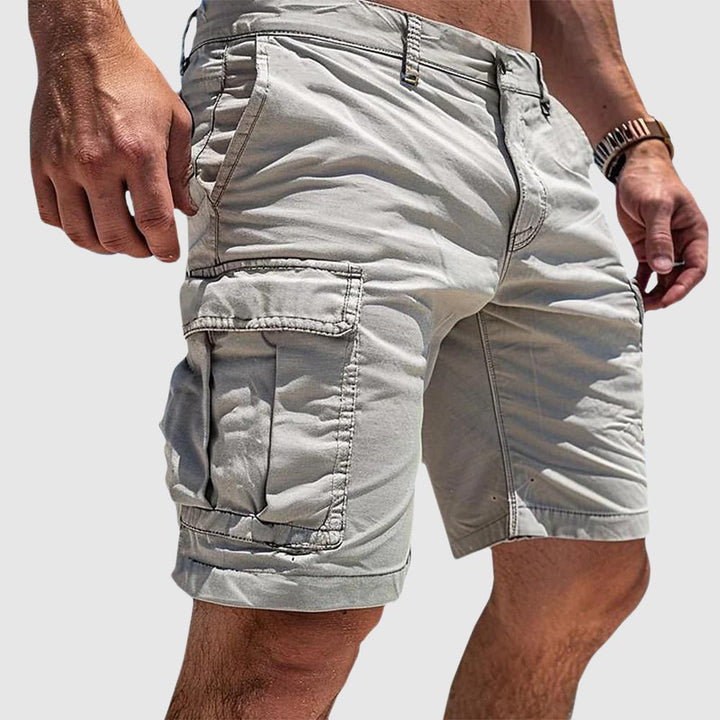 Men's Knee-Length Straight-Cut Flap-Pocket Cargo Shorts - White