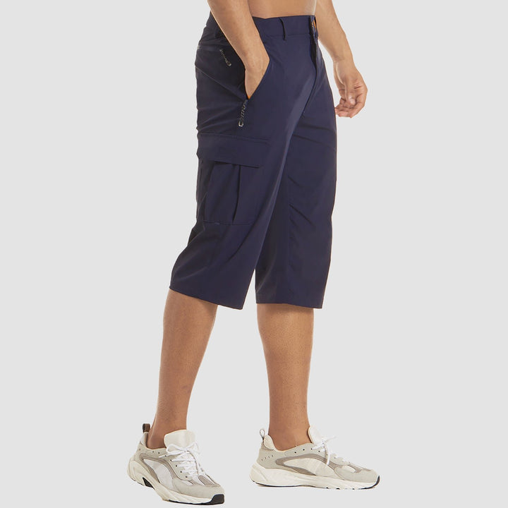 Men's Knee-Length Straight-Fit Cargo Shorts Belt-Loop Waist