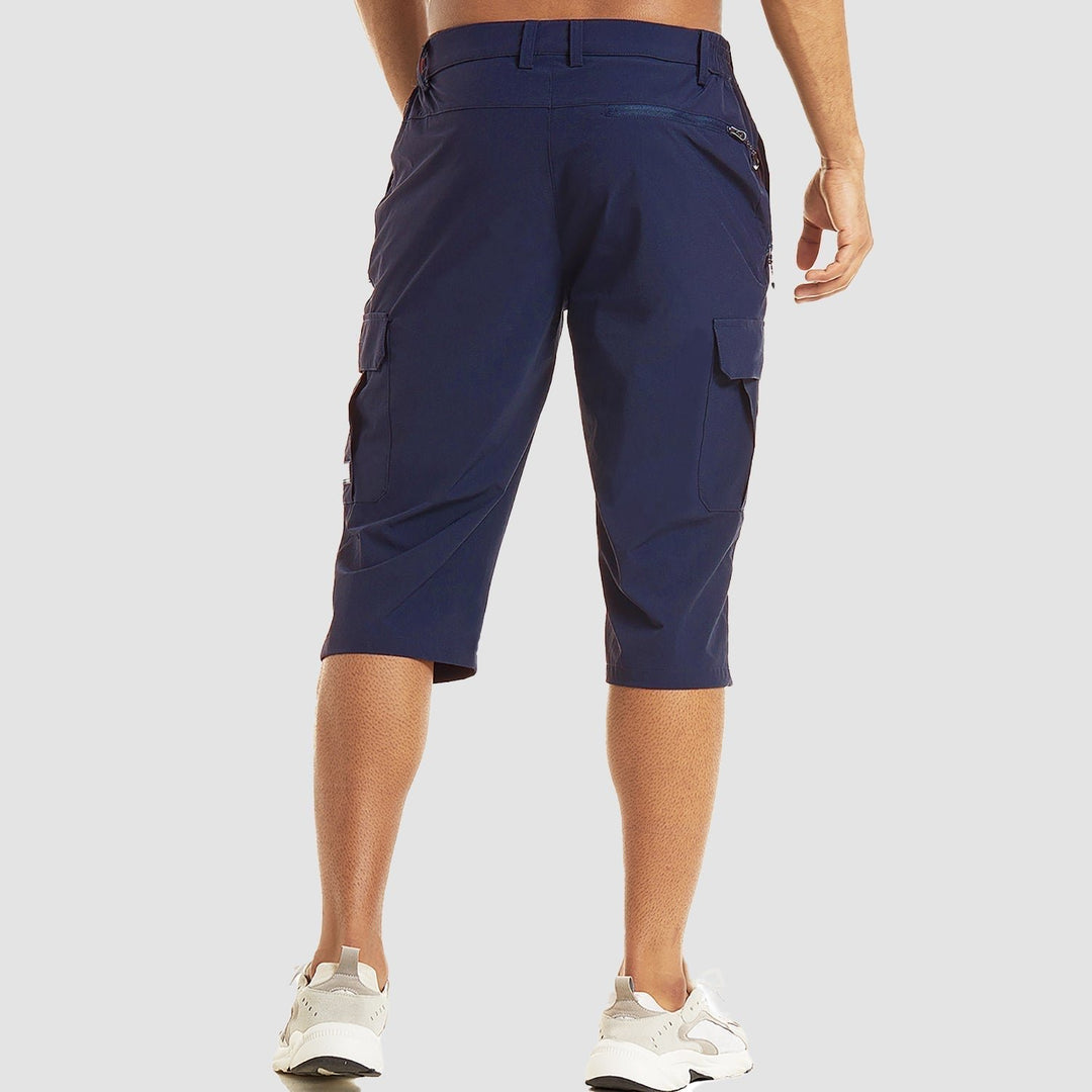 Men's Knee-Length Straight-Fit Cargo Shorts Belt-Loop Waist