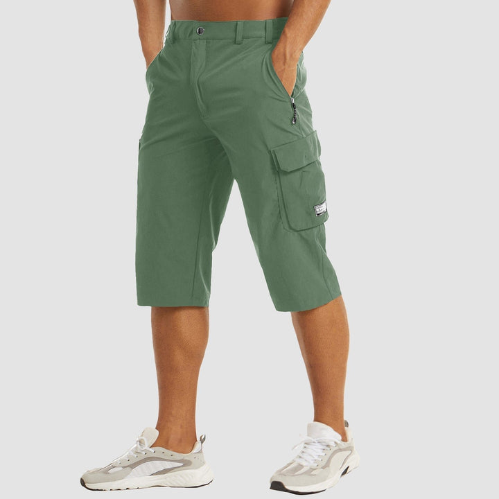 Men's Knee-Length Straight-Fit Cargo Shorts Belt-Loop Waist - Green