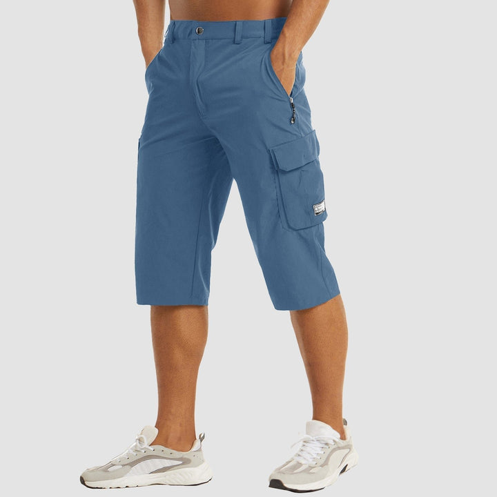 Men's Knee-Length Straight-Fit Cargo Shorts Belt-Loop Waist - Light Blue