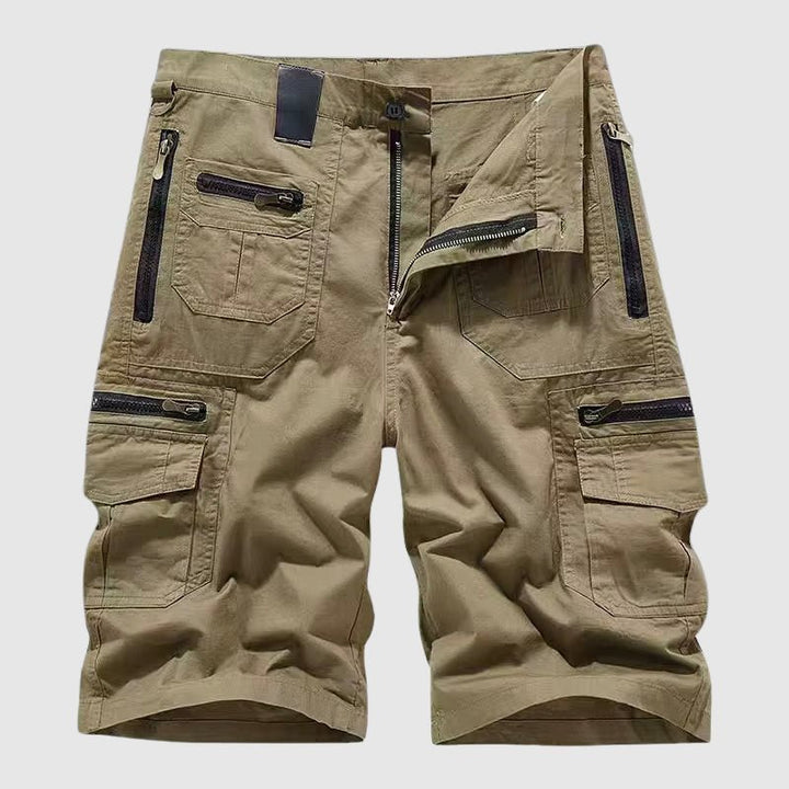 Men's Multi-Pocket Zippered Tactical Cargo Shorts - Khaki
