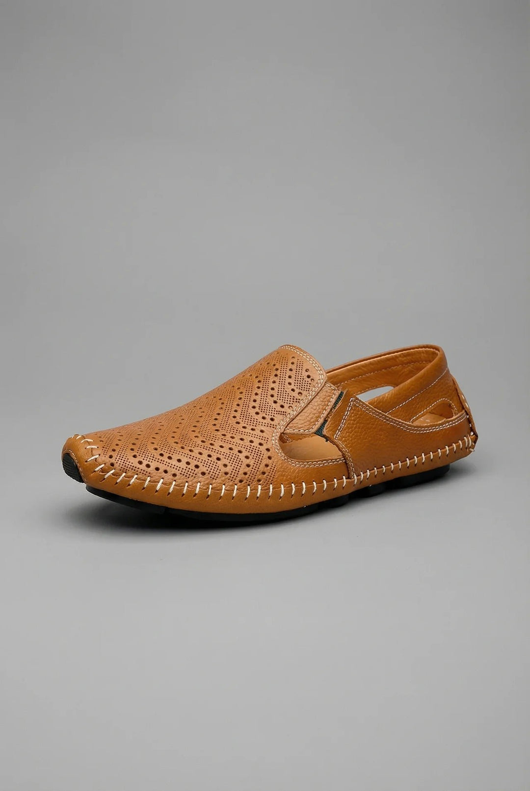 Men's Perforated Slip-On Breathable Casual Loafers - Brown