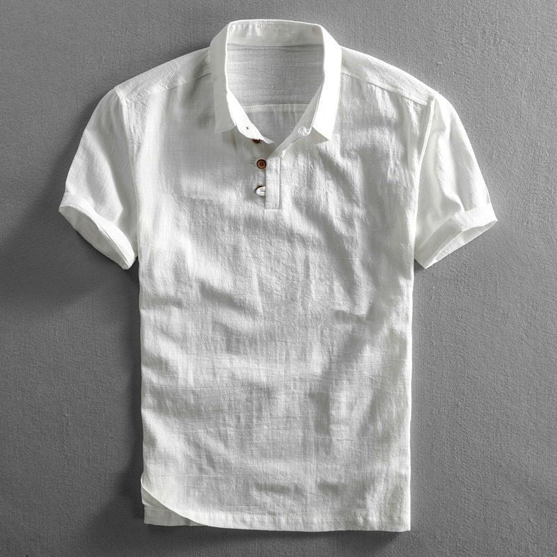 Men's Regular-Fit Linen Short-Sleeve Polo Shirt - White