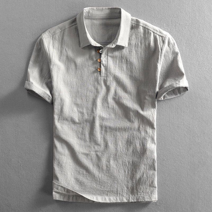 Men's Regular-Fit Linen Short-Sleeve Polo Shirt - Gray