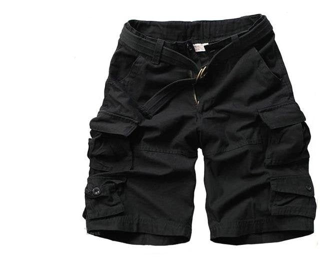 Men's Relaxed-Fit Camouflage Cargo Shorts Belted Utility - Black