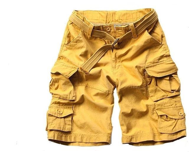 Men's Relaxed-Fit Camouflage Cargo Shorts Belted Utility - Yellow