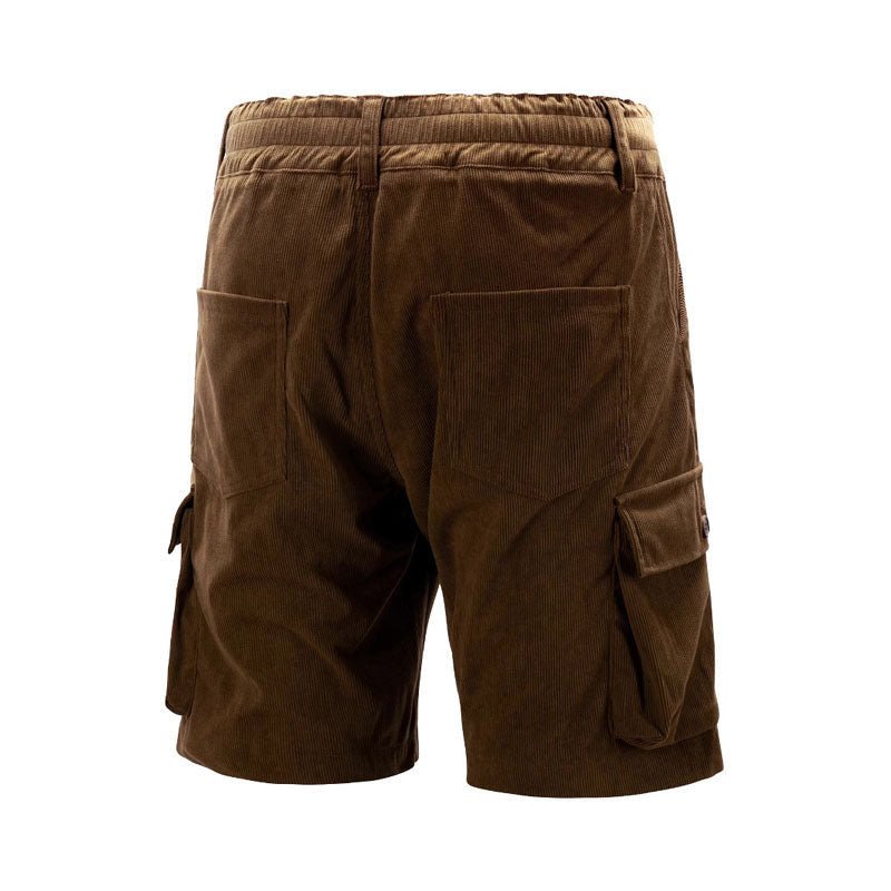 Men's Relaxed-Fit Corduroy Cargo Shorts Knee-Length Multi-Pocket
