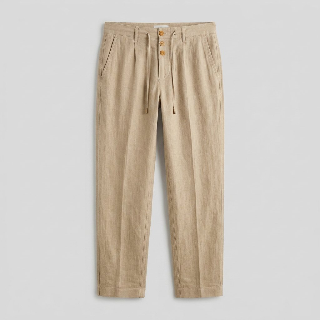 Men's Relaxed-Fit Drawstring Linen Pants