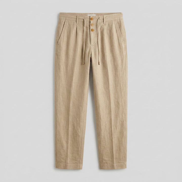 Men's Relaxed-Fit Drawstring Linen Pants