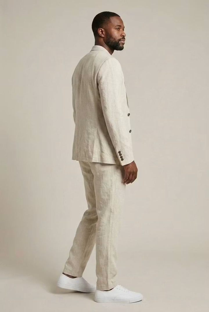 Men's Relaxed-Fit Linen Two-Piece Suit Set