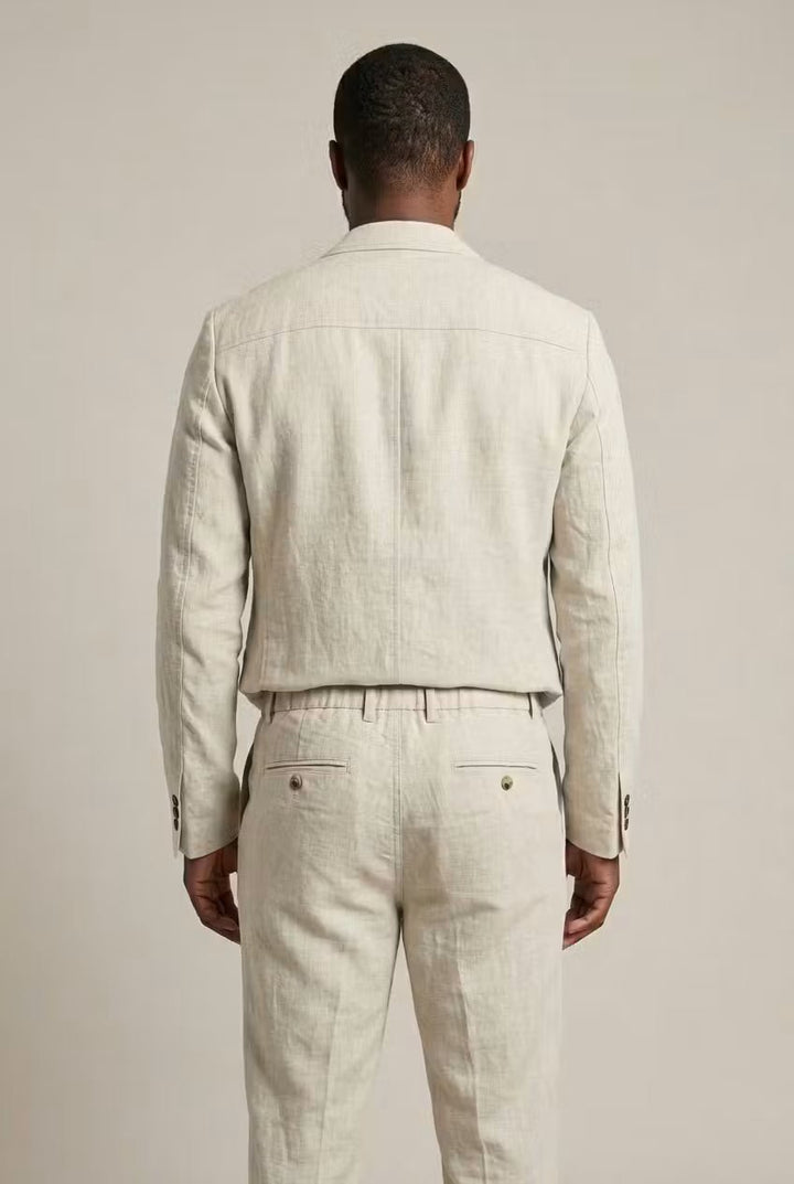 Men's Relaxed-Fit Linen Two-Piece Suit Set